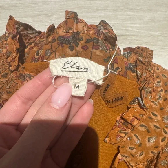 Elan Women's Rust Floral Blouse - Picture 4 of 5